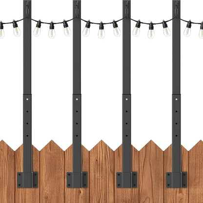 AILBTON 4 Pack 2.8Ft String Light Poles,Light Poles for Outside String Lights,Outdoor Light Poles with Fence Bracket,Metal Pole Stand for Patio,Backyard,Deck