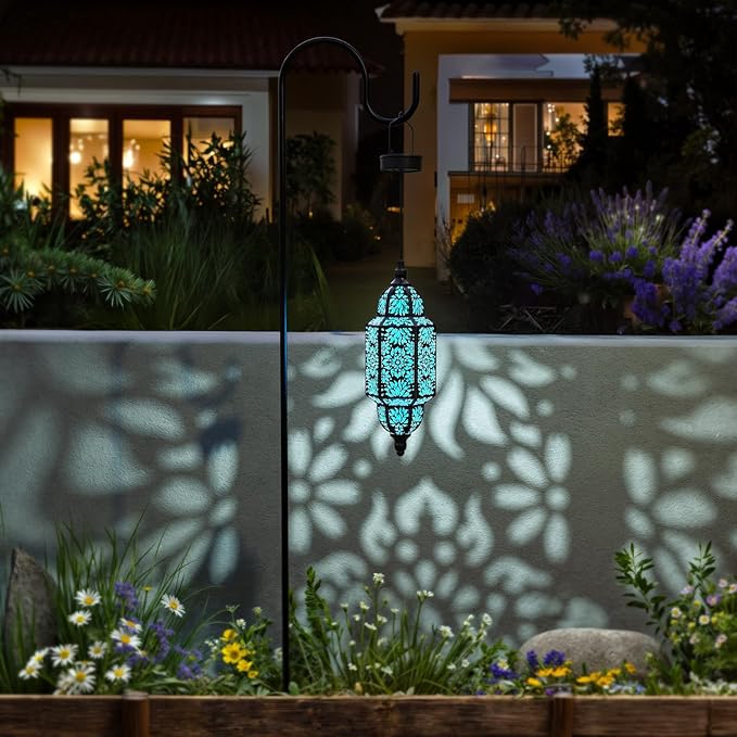 Moroccan Solar Hanging Lantern, Outdoor Pendant