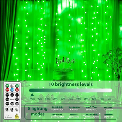 Outdoor String Lights, 8ft Green Waterproof LED