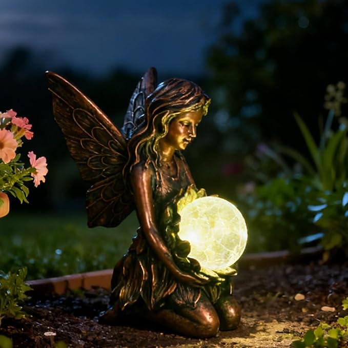 Solar Flower Statue Light 8.31", Yard Decor