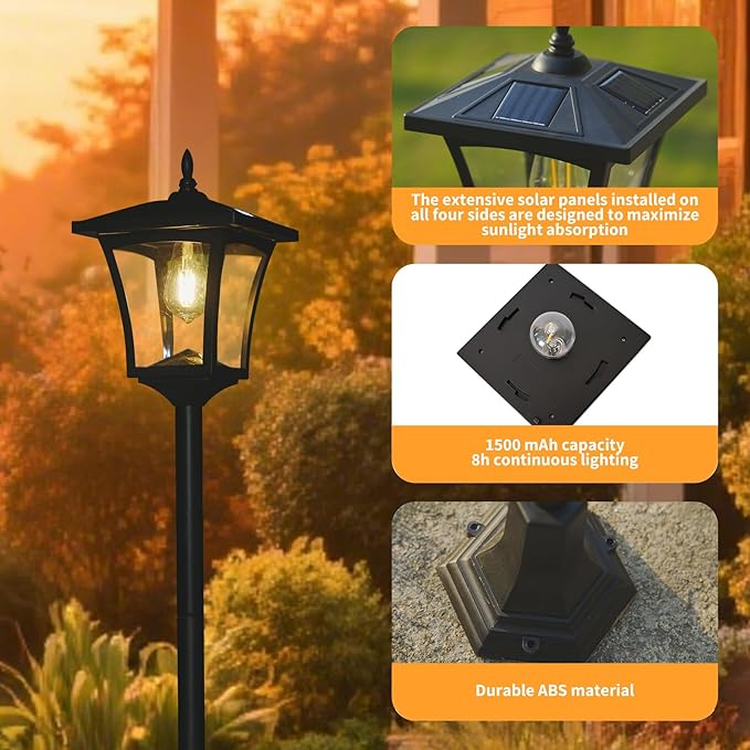 63" Solar Lamp Post Light,Outdoor Waterproof Solar Post Light,Garden Lights for Backyard, Pathway, Patio,Lawn, Driveway Decor