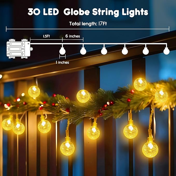 Warm White Porch String Lights, 17ft Weatherproof LED
