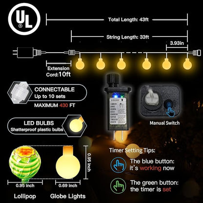 Christmas Fairy Lights, 33ft 100 LED Battery Twinkle Lights