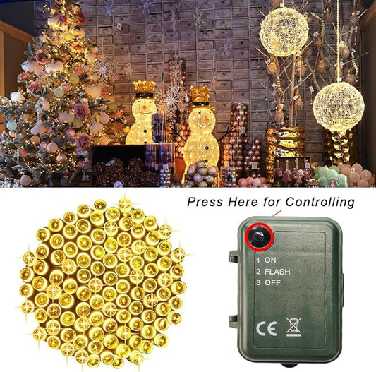 2 Pack Battery Powered String Lights, Total 66.6 FT 200 LED Christmas String Lights Indoor Outdoor Decoration, Twinkle Fairy Light for Classroom Dorm Bedroom Xmas Tree Party Decor, Warm White