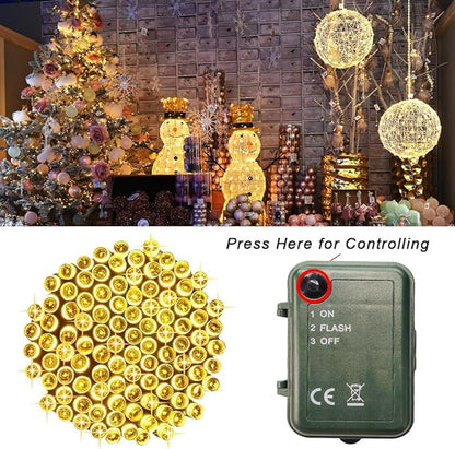 String Lights Battery Powered, 2 Pack Total 33 FT 100 LED Christmas Lights Indoor Outdoor Decoration, Twinkle Fairy Light for Classroom Dorm Xmas Tree Decoration, Warm White