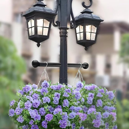Lamp Post Cross Arm 16 inch Steel Lamp Post Cross Bar Ladder Rest Post Cross Arm Replacement for Outdoor Lamp Post (Black 2 Pack)