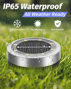 24-Pack Warm White In-Ground Solar Lights, Flat LED Driveway
