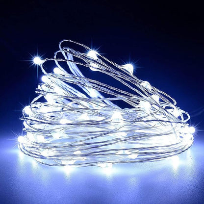 Christmas 4 Pack 33Ft 100 Cool White Led Fairy Lights Battery Operated with Remote Control Timer Waterproof Silver Copper Wire Twinkle Lights