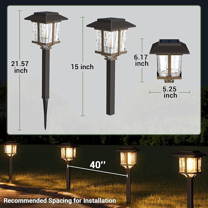 Warm White Solar Pathway Lights 4-Pack, Driveway LED