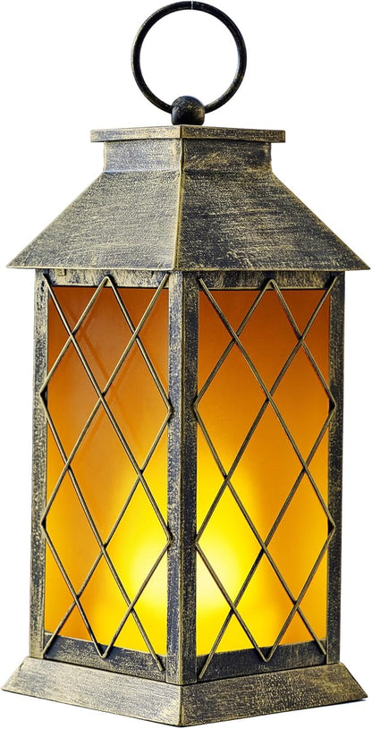 18" Solar Lantern with Flickering Flame Light, Large Outdoor Waterproof Solar Lanterns Hanging Metal Decorative Lantern for Patio Front Porch Garden Yard Outside Tabletop Mothers Day Gifts Grandma