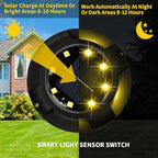 Solar Flat Disk Lights 8-Pack, Waterproof Driveway