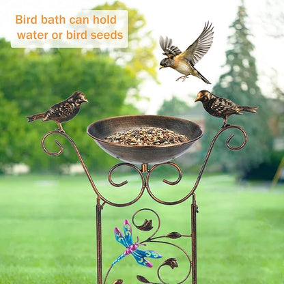 40" Freestanding Bird Bath, Heavy-Duty Metal