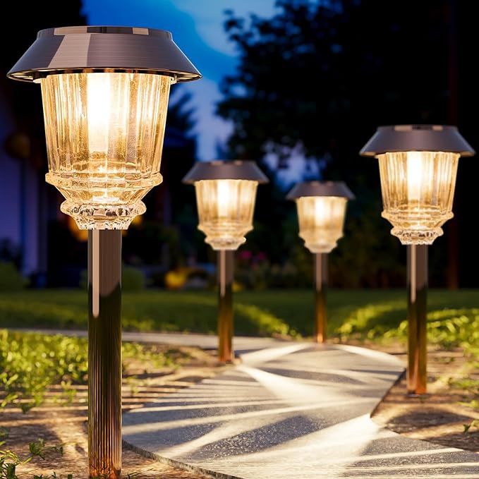 4-Pack Solar Pathway Lights, Waterproof LED Driveway Lights