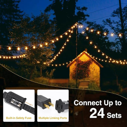 ZJOJO 50FT Outdoor String Lights, G40 Globe Outdoor Lights with 25 Shatterproof LED Bulbs 2700K,IP65 Waterproof Patio Light