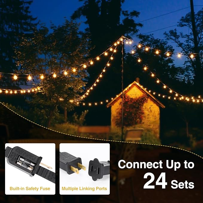 ZJOJO 200FT Outdoor String Lights, G40 Globe Outdoor Lights with 100 Shatterproof LED Bulbs 2700K, IP65 Waterproof Patio Light String Lights for Outside Backyard Porch Party