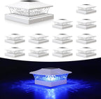 12-Pack RGB Solar Fence Post Lights, Outdoor LED Caps