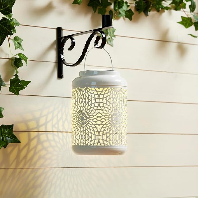 Backyard Solar Hanging Lanterns, Metal Outdoor Decor