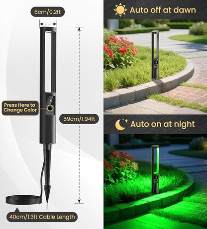 MEIKEE 5W RGB Low Voltage Path Lights 12-24V Color Changing Landscape Lights Auto On/Off Waterproof Outdoor Landscape Lighting with 100W Driver 100FT Cord for Garden Yard Pathway(12 Pack)