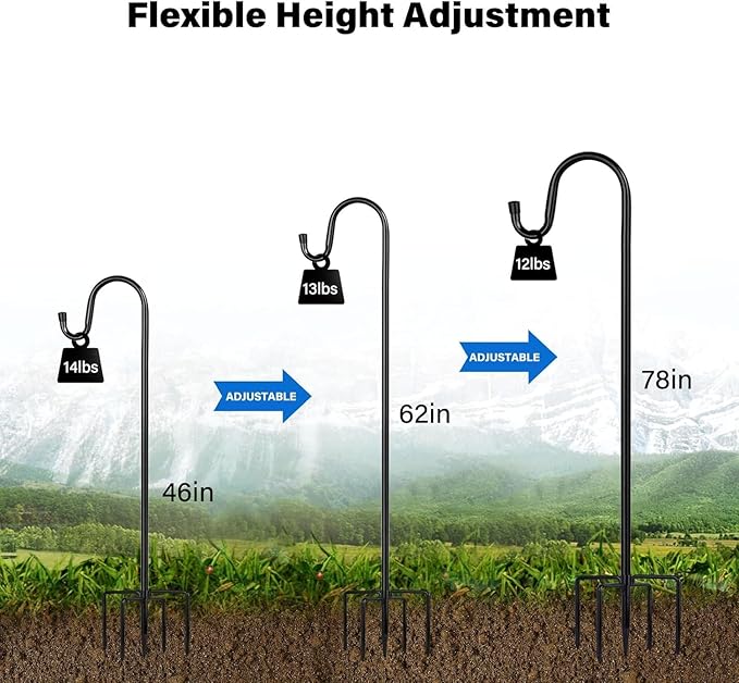 Heavy-Duty Shepherd's Hooks, 78" Garden