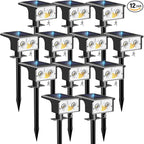 Solar Yard Spotlights 12-Pack, RGB Color-Changing LED
