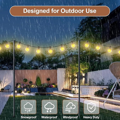 4 Pack String Light Poles for Outside, Upgraded Heavy-Duty Metal Light Poles for Outdoor String Lights with Fork, Adjustable Lighting Accessories for Patio Decor Backyard Pergola Garden Decorations