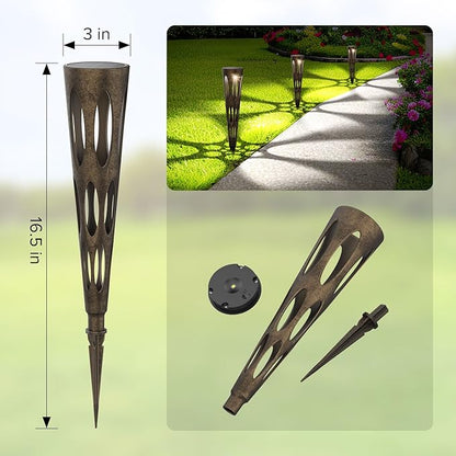 JJX Solar Pathway Lights, 6 Pack Outdoor Walkway Solar Lights for Yard Outside, Warm Light LED Landscape Light Waterproof IP65 Auto On/Off for Lawn Sidewalk