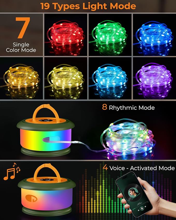 Outdoor String Lights, 8ft RGB Waterproof LED