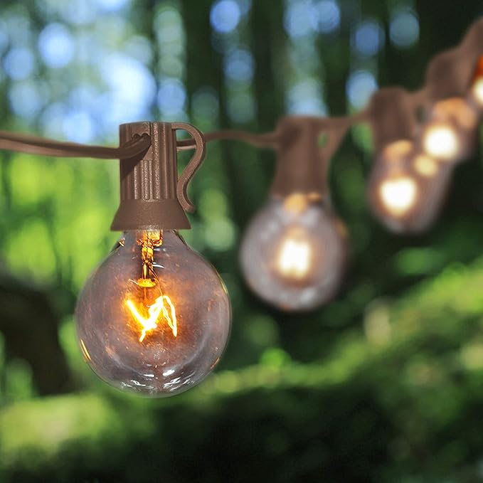 25ft Brown String Lights for Patio, Waterproof LED