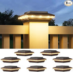 White Solar Fence Post Caps 8-Pack, Yard LED