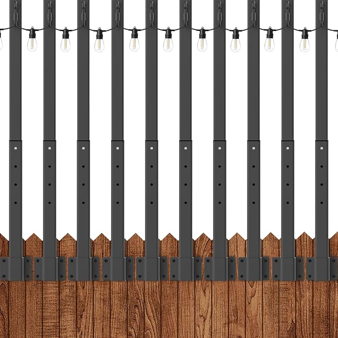 10-Pack 8ft Metal Light Poles for Party, Heavy-Duty