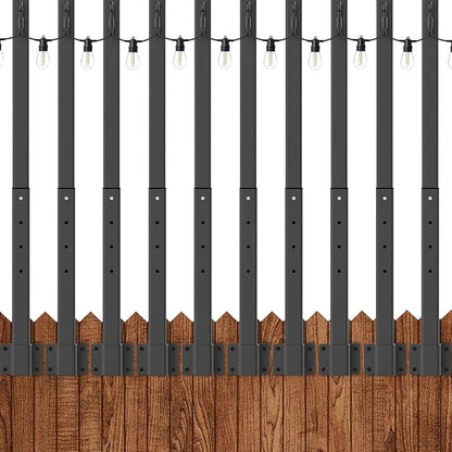 AILBTON 10 Pack 2.8Ft String Light Poles,Light Poles for Outside String Lights,Outdoor Light Poles with Fence Bracket,Metal Pole Stand for Patio,Backyard,Deck