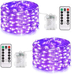2-Pack 66ft Christmas LED String Lights, Waterproof Timer Lights