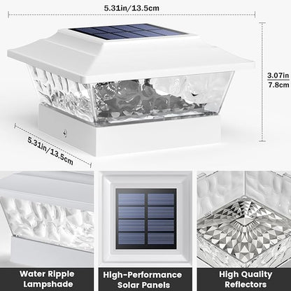 SIEDiNLAR Solar Post Lights Outdoor 12 LEDs 4 Modes Post Cap Light for 4x4 5x5 6x6 Vinyl Wooden Fence Deck Posts Patio Garden Decor, Warm/Cool White Dynamic Lighting (10 Pack, White)