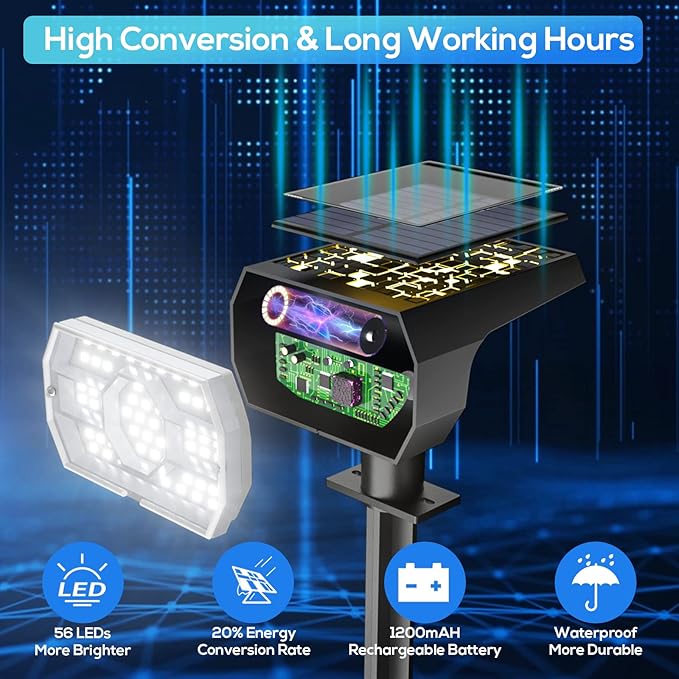 6-Pack 56 LED Solar Wall Spotlights, Waterproof