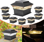 8-Pack Warm White Deck Post Cap Lights, Solar LED