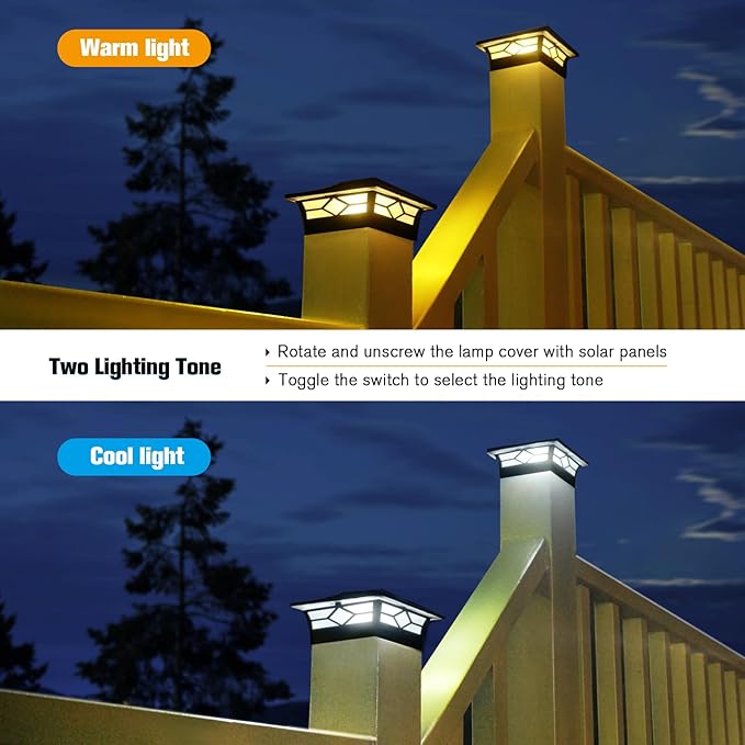 16-Pack Solar Patio Post Lights, Outdoor LED Caps