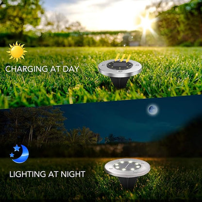 Aogist Solar Ground Lights, LED Garden Disk Lights In-Ground Outdoor Landscape Lighting for Lawn Patio Pathway Yard Deck Walkway (White,4 Packs)