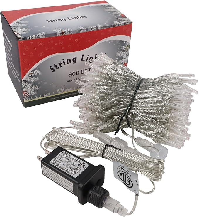 300 LED Christmas Twinkle Lights, 5ft Waterproof for Yard