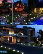 8-Pack Solar Ground Disk Lights, Cool White Waterproof LED