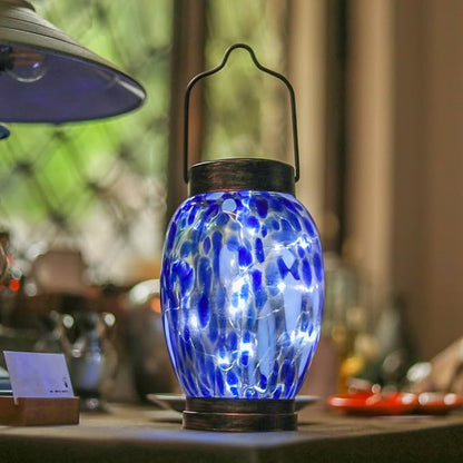 Solar Lanterns Outdoor Waterproof Glass Hanging Solar Lights Outdoor Decorative Lantern for Garden, Pathway, Yard and Lawn