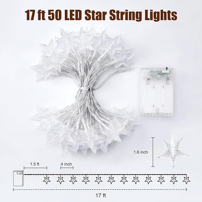 Outdoor String Lights, 17ft Warm White Waterproof LED
