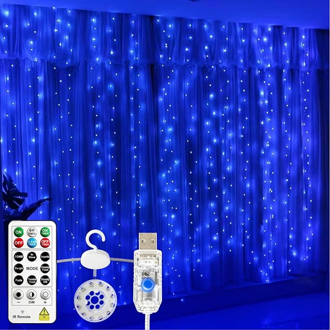 8ft Blue Outdoor Edison String Lights, Weatherproof