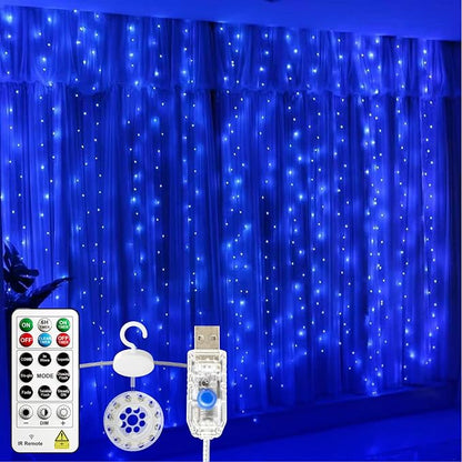 8ft Blue Outdoor Edison String Lights, Weatherproof