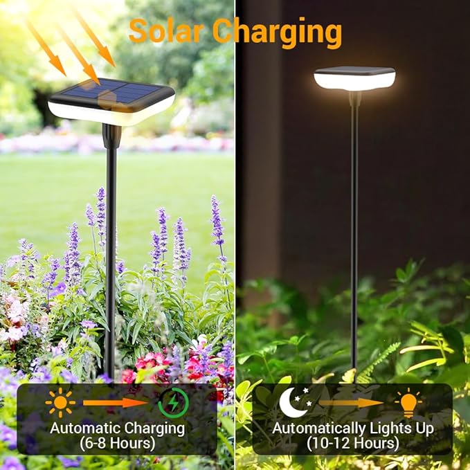 8-Pack Solar Pathway Lights, IP65 Waterproof LED Yard Lights