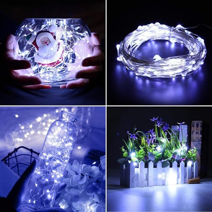 Fairy Lights Battery Operated, 10Feet 30 LED String Lights Indoor Outdoor, Starry Twinkle Light for Wedding Party Christmas Table Decorations, Cold White Bluish（AA Batteries not Included）