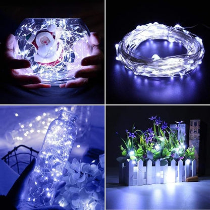 Fairy Lights Battery Operated, 10Feet 30 LED String Lights Indoor Outdoor, Starry Twinkle Light for Wedding Party Christmas Table Decorations, Cold White Bluish（AA Batteries not Included）