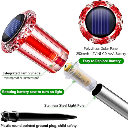 10-Pack Solar Pathway Lights, Waterproof LED Walkway Lights