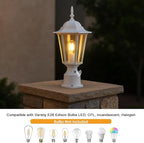 White Solar Post Lighting Fixture, Outdoor Post Lighting