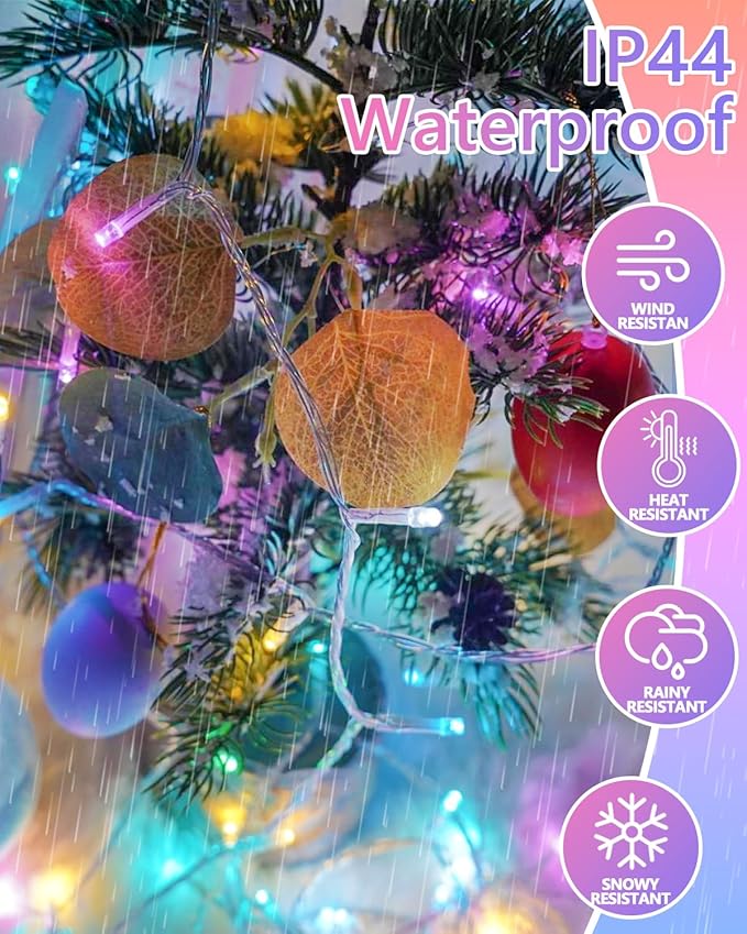 Easter Lights Battery Operated Twinkle Lights, 2 Pack 33FT 100LED Multicolor easter String Lights, 8 Modes Waterproof Pastel Light Indoor Outdoor, Fairy Lights for Room Garden Party Easter Decorations