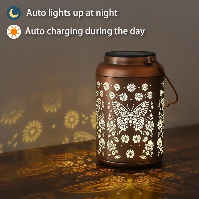 Mothers Day Gifts for Women Mom Grandma, Birthday Gifts Butterfly Solar Lights Outdoor Waterproof, Decoration Outside for Outdoor, Yard, Garden Decor Butterflies Solar Lantern